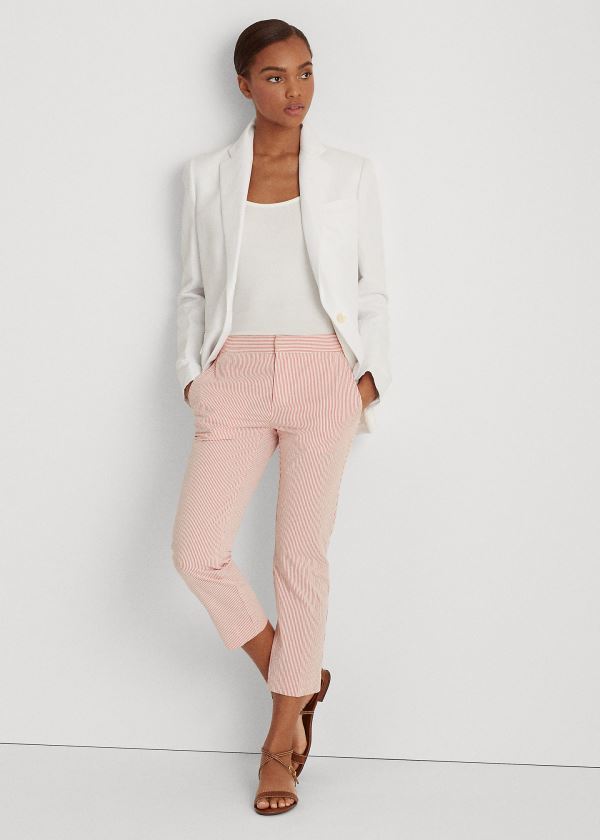 Women's Ralph Lauren Seersucker Straight Pants | 683290ZKV